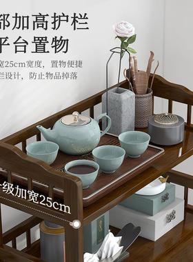新中茶水架客厅边几带抽屉茶台地落物架式办公HLBG室泡茶架一置件