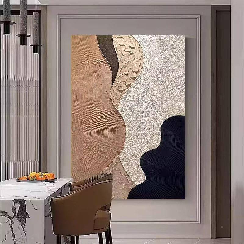 顺丰简纯手绘油画店意式极简装饰画赤】贫极风立体肌JTF理画酒民图片