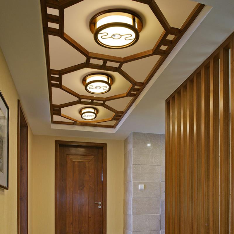 WF7578H866衣新中式过道灯实木吸顶灯用楼梯圆形简台约帽间阳玄关