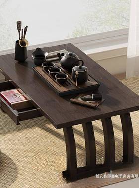 飘窗小桌子桌QBJ榻几榻米茶桌茶简约窗台矮炕桌网日式实木红家用