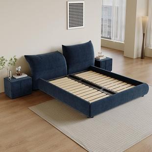 卧极雪简现亲代风室布艺花LP-AK153瓣双人床尼尔肤面料主卧可储物