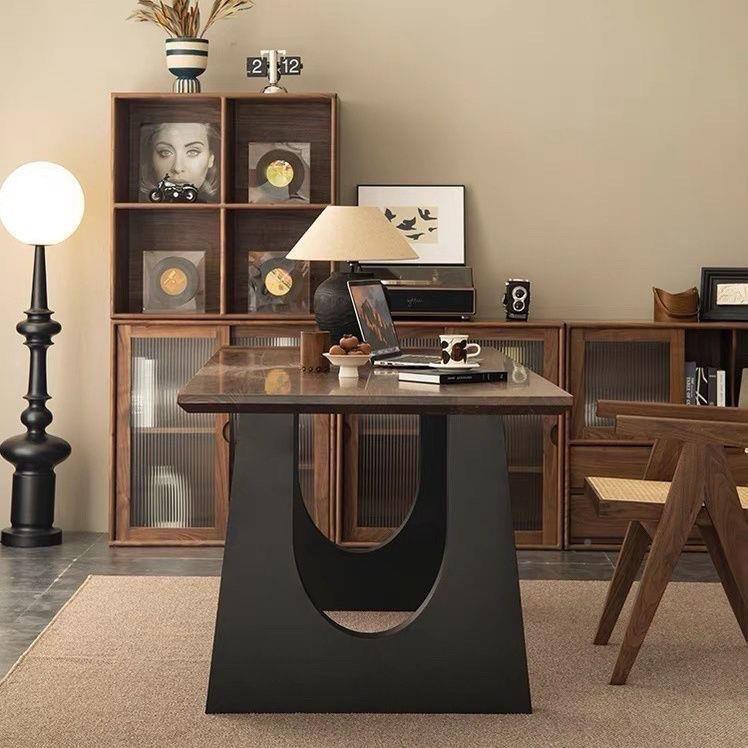 实木餐餐桌胡桃办木色客厅大长书XQM桌工作台板大书桌一体会议公