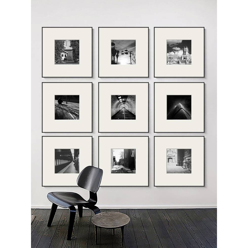 黑白风景摄影照片组合装饰画小众艺术工业风餐厅挂画怀旧复古壁画图片