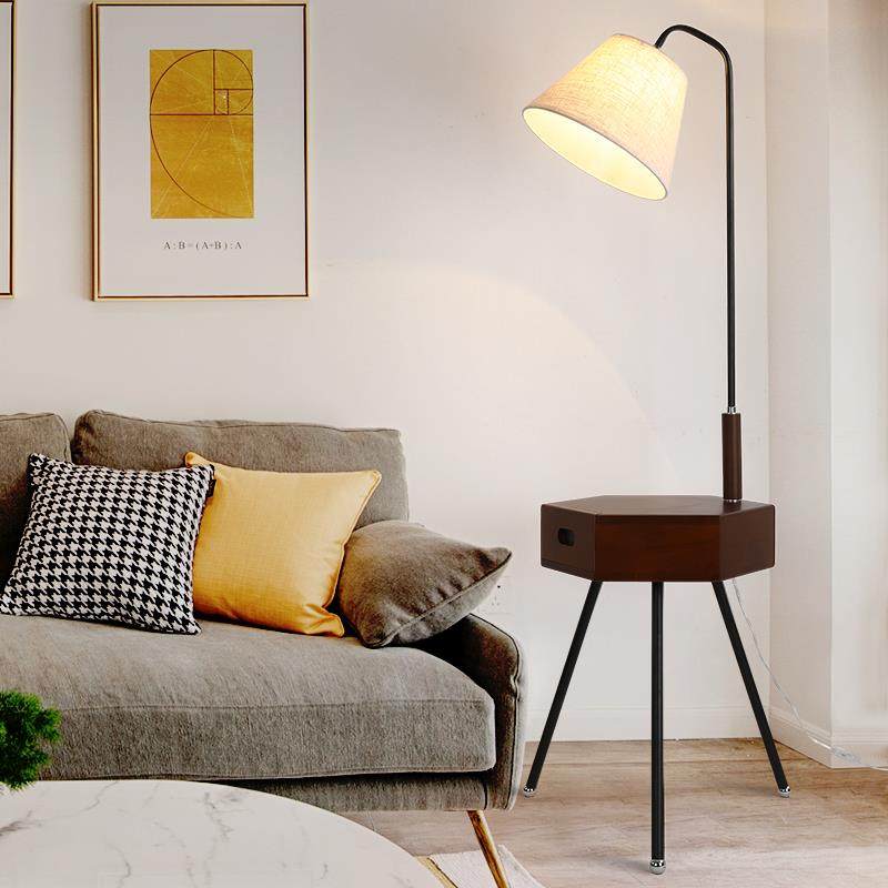 0A带茶NCW几带的落地灯灯桌置物厅架客沙发床头柜立简欧创意原木