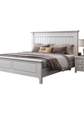 全实木床现代简约白色21米大床美式轻奢CME.8米1双单人床.5m人儿