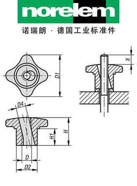 norele铸m德国灰原厂直供瑞诺朗NLM06190461快拆式十字旋钮口铁材
