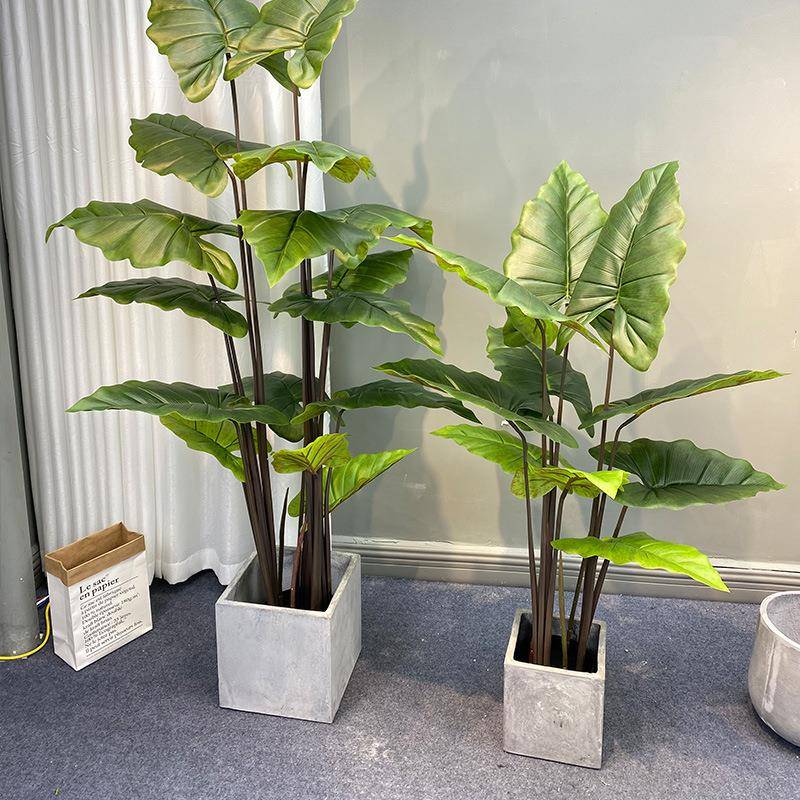高端仿植虹zj68431物大彩芋喜林真芋型室内落地盆栽家居酒店商场
