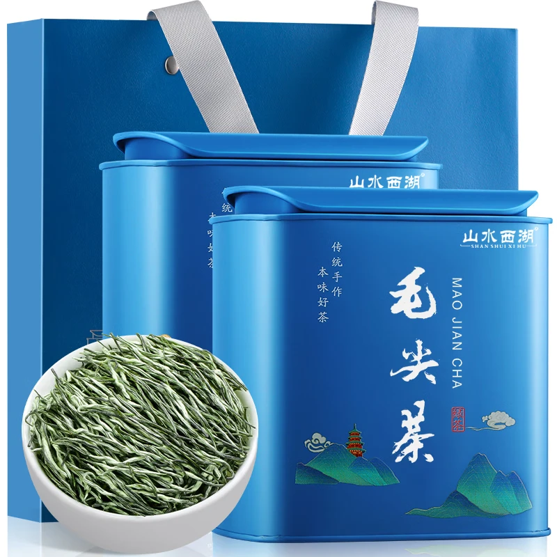 山水西湖绿茶特级毛尖茶叶2025明前新茶春茶嫩芽茶叶礼盒装500g