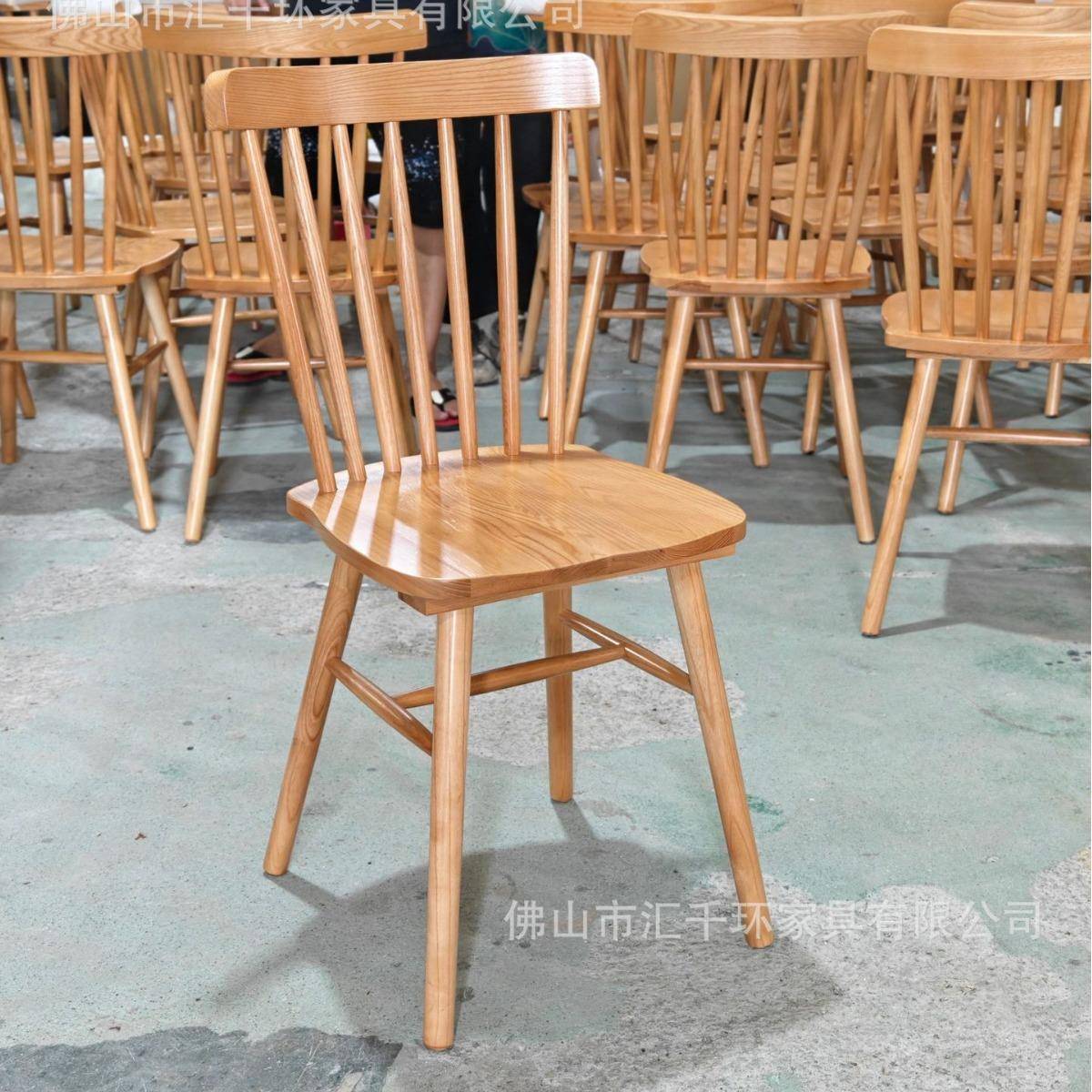 佛山工厂直销酒店宴会实木餐椅西餐大厅咖啡餐厅椅子网背白蜡木椅