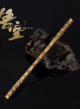 黄实心如RIX意铜箍棒手桌把件黑金神话悟空齐天大圣武器面摆件装