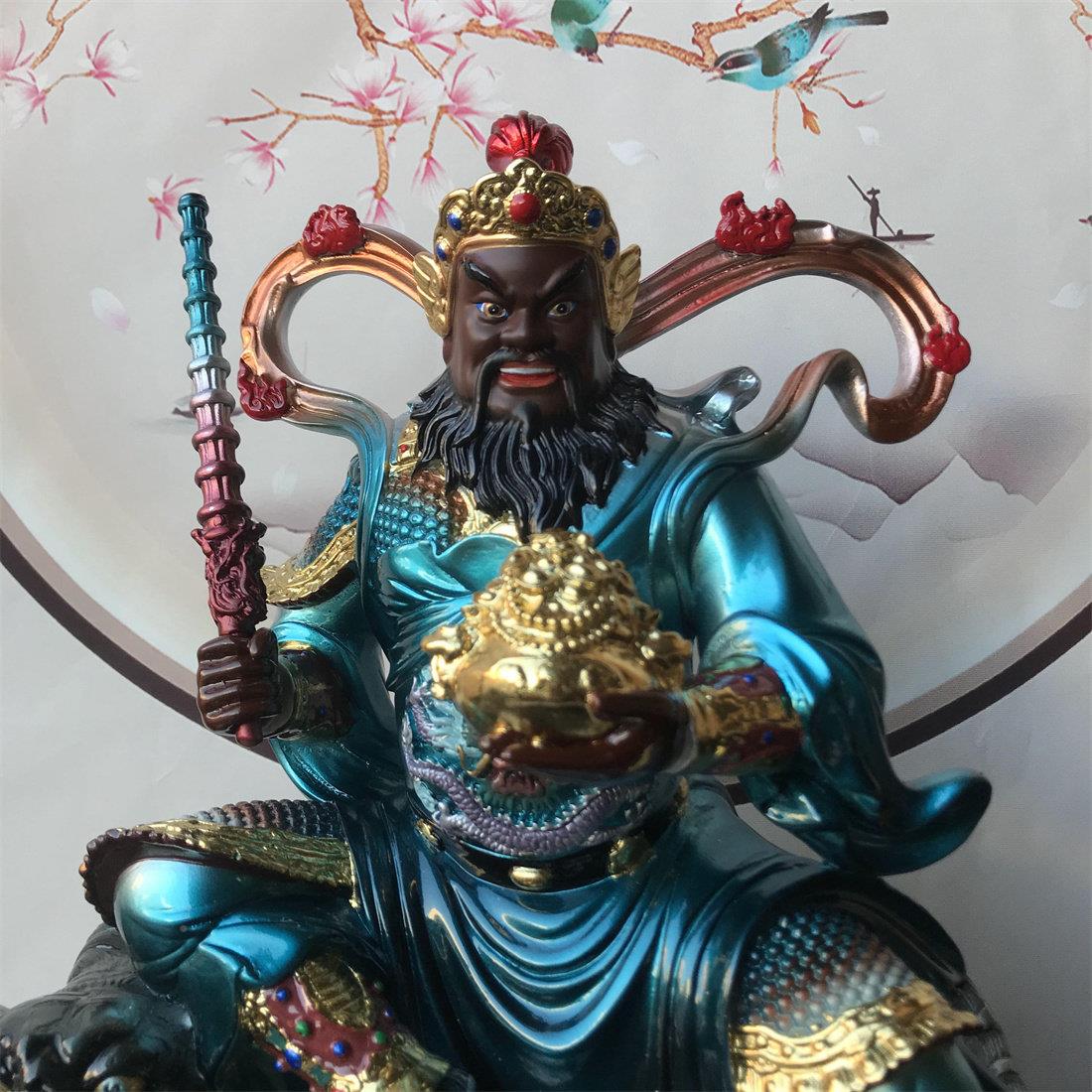 款树脂骑KMSF-W2虎蓝衣帅武财神摆件奉赵元赵公明神像招财居新家