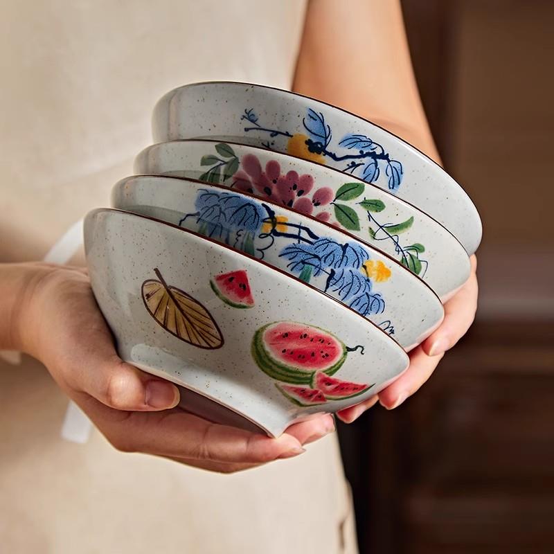 深酒碗陶瓷餐中具饭碗碗釉下古彩式复宋式5.8寸深酒-【双色组合】