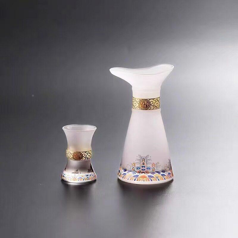 高档玻璃酒器白酒杯礼盒分组家温酒器烫套酒用壶中式BLFC8074轻奢