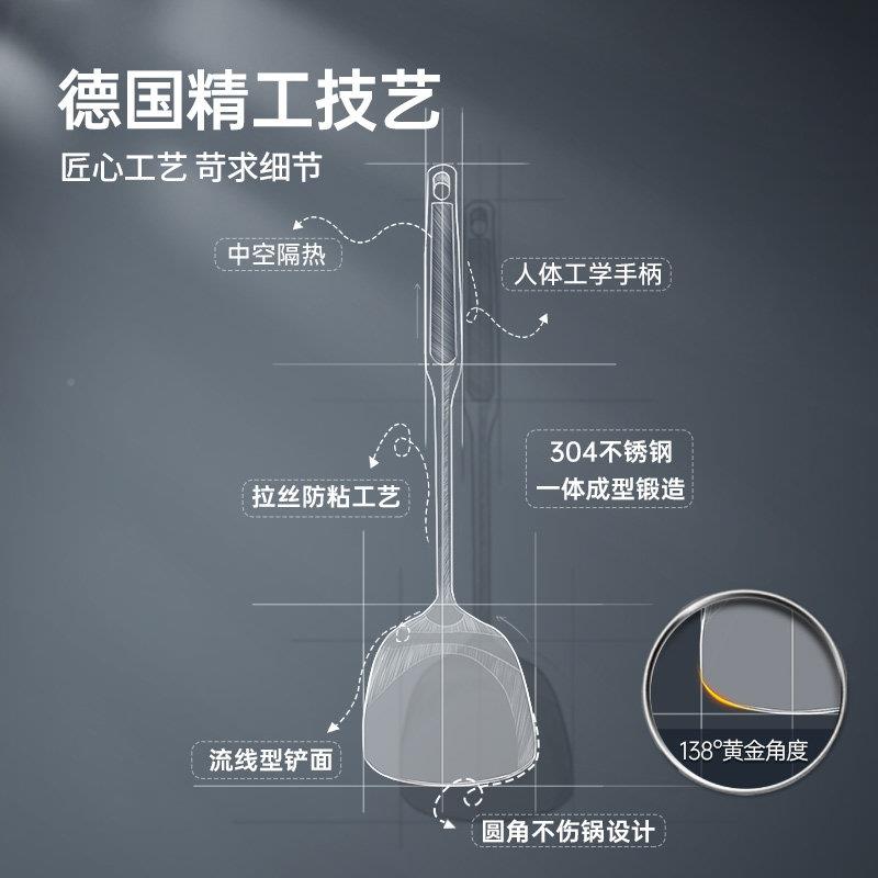 炊大锅铲304不锈钢加厚WG44013炒用菜铲子厨食品具级家炒勺套装皇