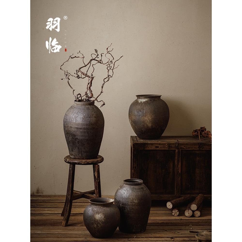 景客镇覆古老陶罐干插花器厅民店宿酒装饰摆54134654件怀旧陶瓷德