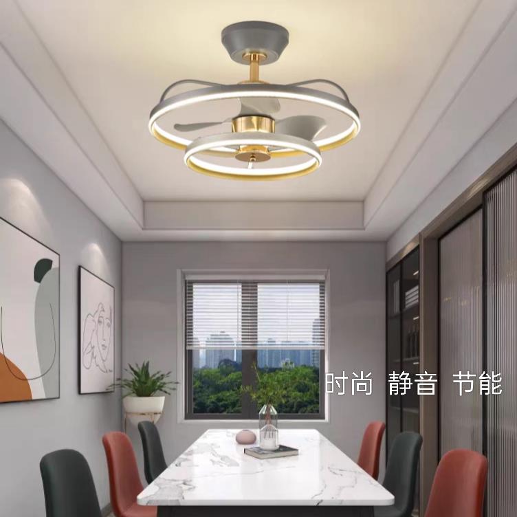 新款高约端简风轻奢扇吊灯客厅9277灯能饭厅卧室带电风扇一体智灯