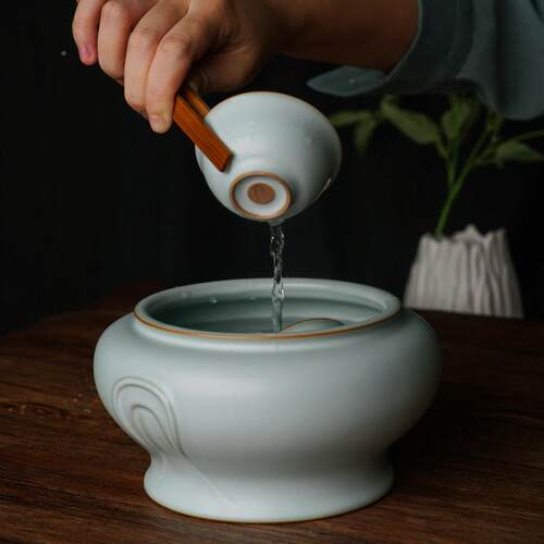 汝窑禅具机洗NQB大号洗茶杯水盂中家茶用陶瓷景式德镇功夫茶配件
