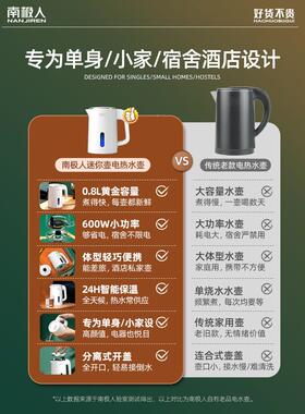 南极人热水水壶用家迷水你烧壶小型旅行便携开73807水壶电热壶宿