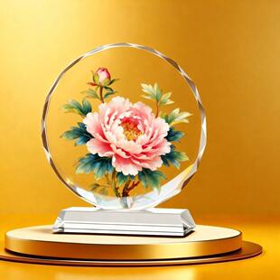 高档水晶玻璃摆BPT件3D马到雄八功万成马奔腾马风家居摆件新款荷