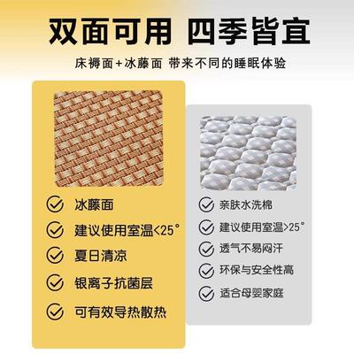 凉席床垫面冬夏2026-040两用席子季藤席软垫025双新款夏天2凉垫床