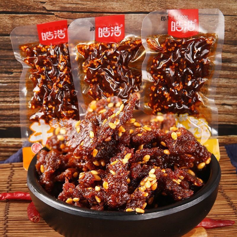 皓浩老妈牛肉粒辣条炭烤牛肉粒麻辣香辣素食面筋辣条解馋小零食