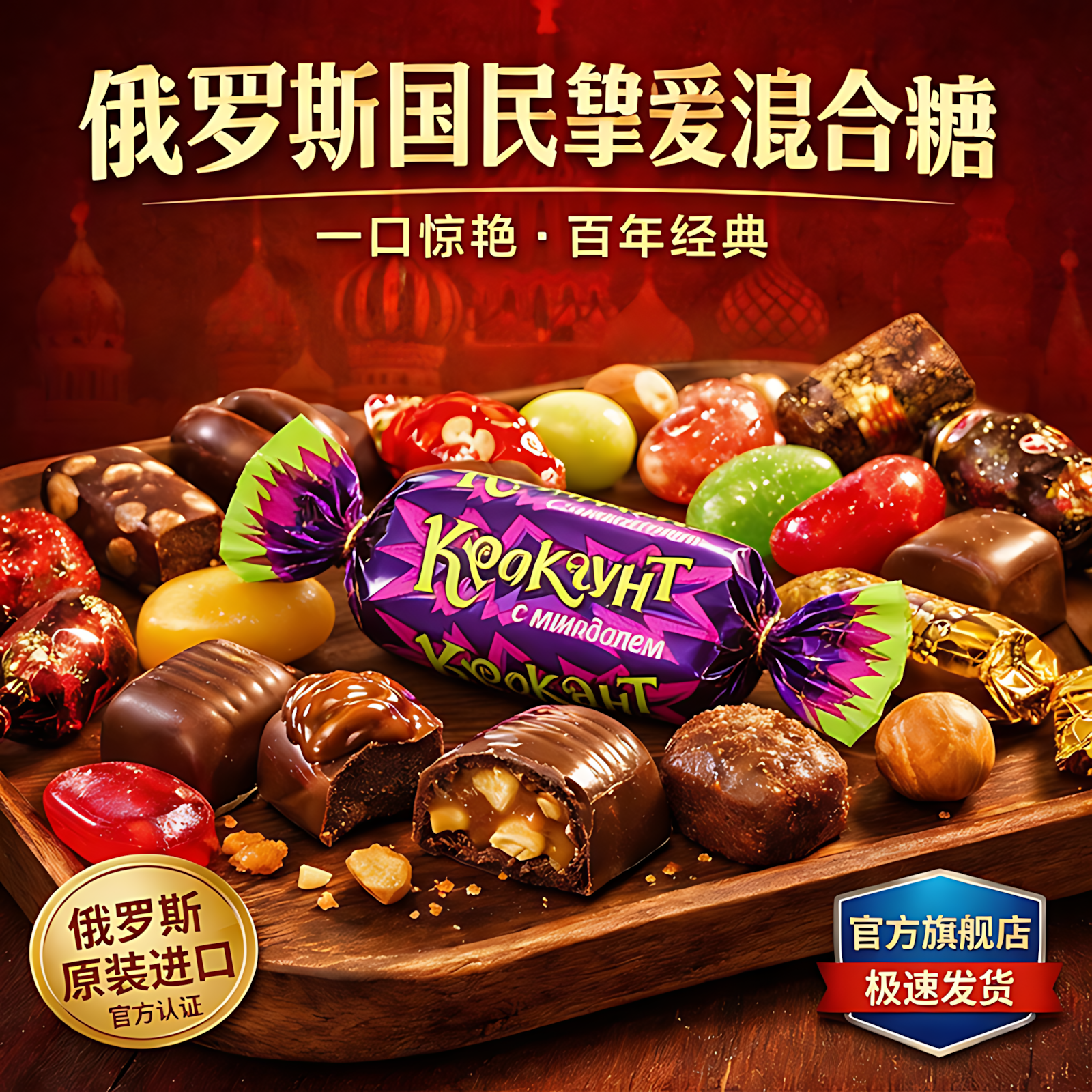 俄罗斯巧克力混合原装进口糖果结婚喜糖年货零食大礼包官方旗舰店