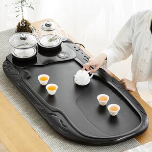 天然乌金石茶盘全自动上水煮茶茶台烧水壶一体家用办公室高端中式