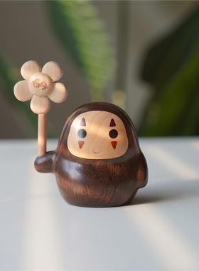 檀木宫崎骏无脸男摆件可爱实木桌面装饰有钱花送朋友礼物工艺品