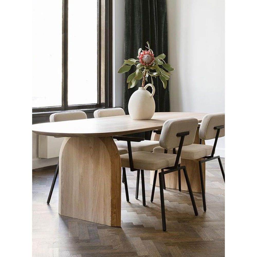 全实木餐桌白蜡木原木风北欧简约饭桌工作台椭圆形原木民宿长条桌