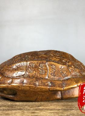 古玩仿古纯铜龟壳摆件富甲天下招财手把件桌面装饰品铜器茶宠收藏