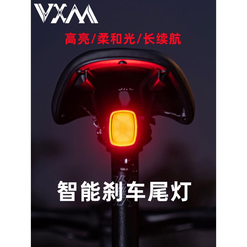 VXM自行车高亮尾灯智能感应刹车灯山地公路车夜骑警示灯USB长续航