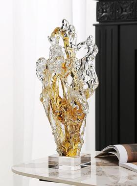 琉璃发财树摆件太湖石现代简约客厅样板间酒店博古架桌面装饰送礼