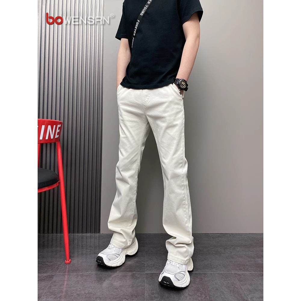 高端微喇牛仔裤男士2025新款春夏季薄款男裤修身直筒休闲裤子男款