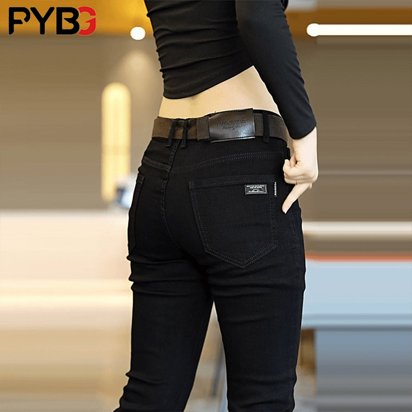 高端黑色男士牛仔裤2025秋冬季修身直筒加绒加厚休闲裤子男款潮流