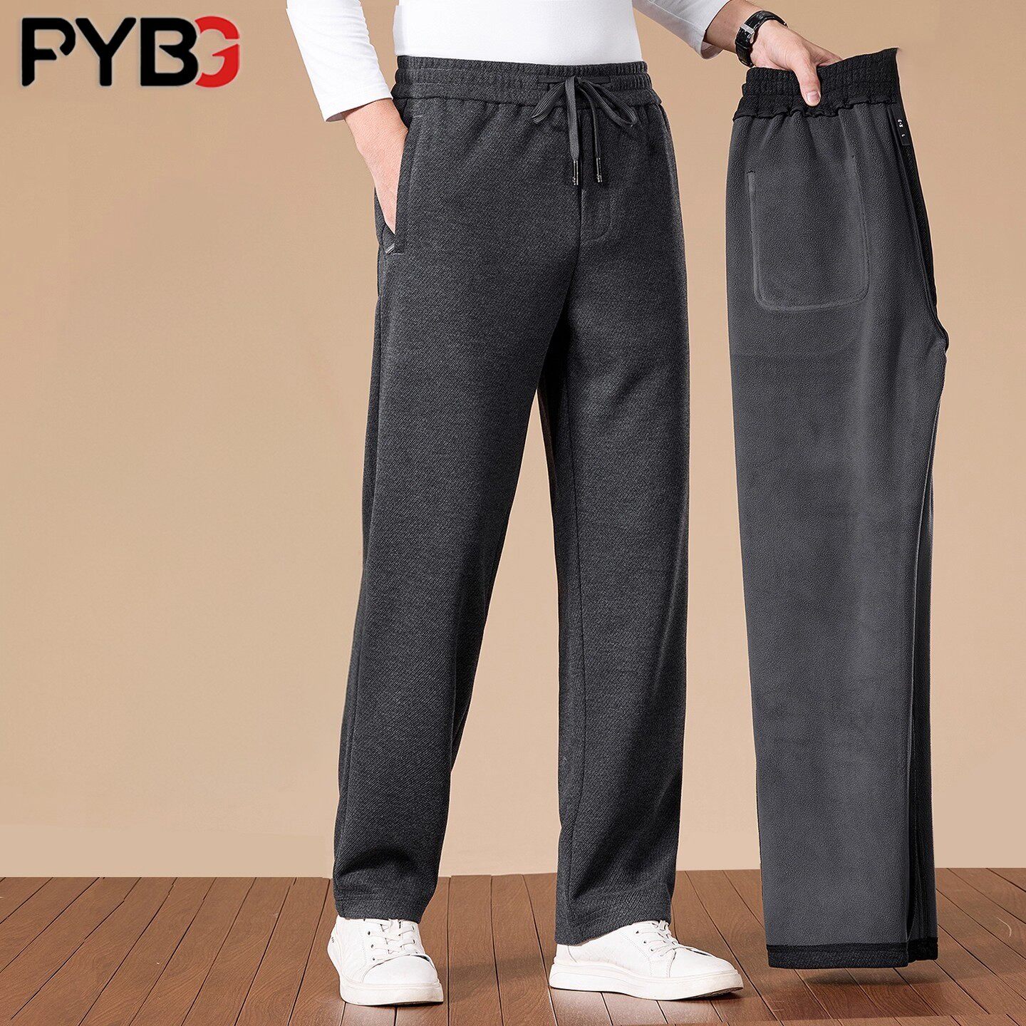 羊毛休闲裤男士秋冬季2025新款宽松直筒运动男裤加绒加厚卫裤男款