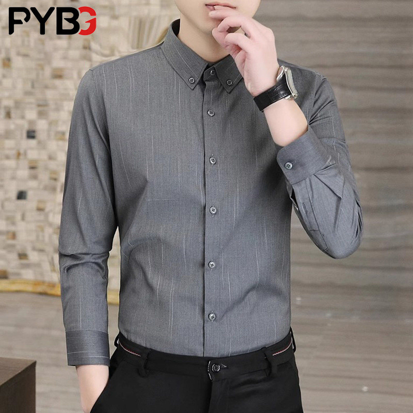 高级感男士长袖衬衫2025春秋冬季新款修身男款商务加绒保暖衬衣服