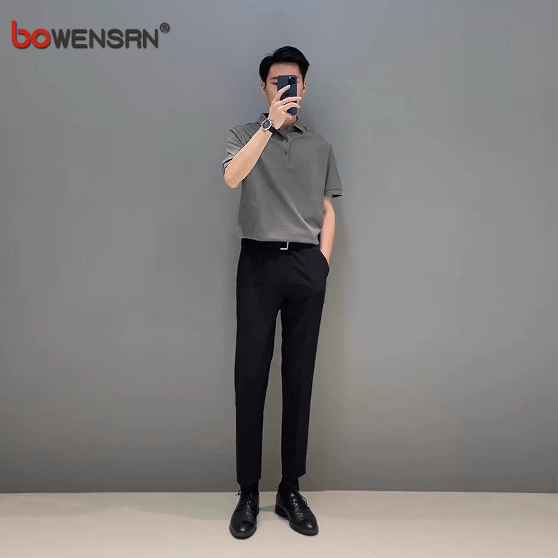 轻熟风休闲套装男士夏季2026新款polo衫短袖T恤西裤搭配一套男装