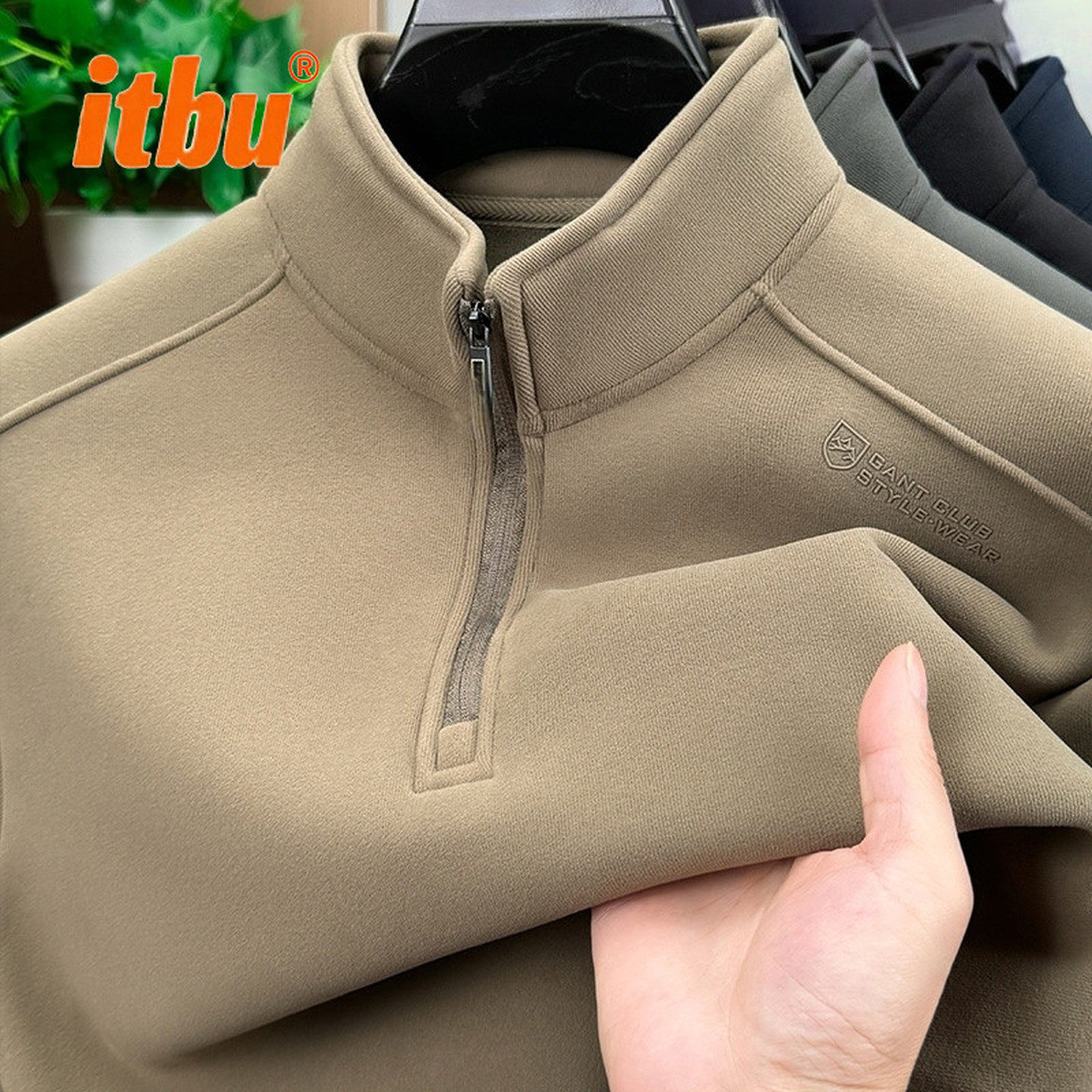 半拉链立领男卫衣男士2025新款冬季加绒厚男装长袖打底衫男款冬装