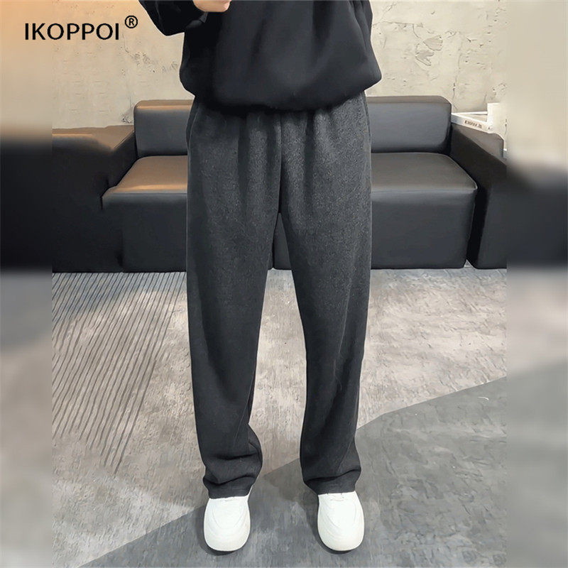 轻奢深灰色弯刀糯米裤男2025款垂感慵懒风直筒裤修身美式休闲卫裤