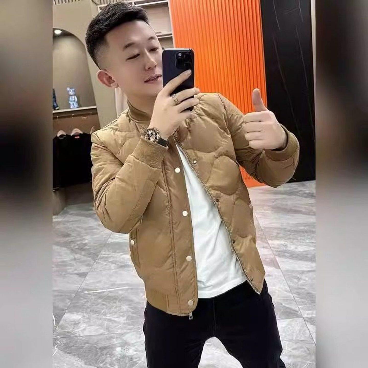 高端单排扣轻薄羽绒棉服男士冬季2025年新款保暖加厚夹克外套男款