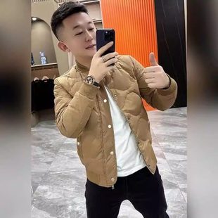 高端单排扣轻薄羽绒棉服男士冬季2025年新款保暖加厚夹克外套男款
