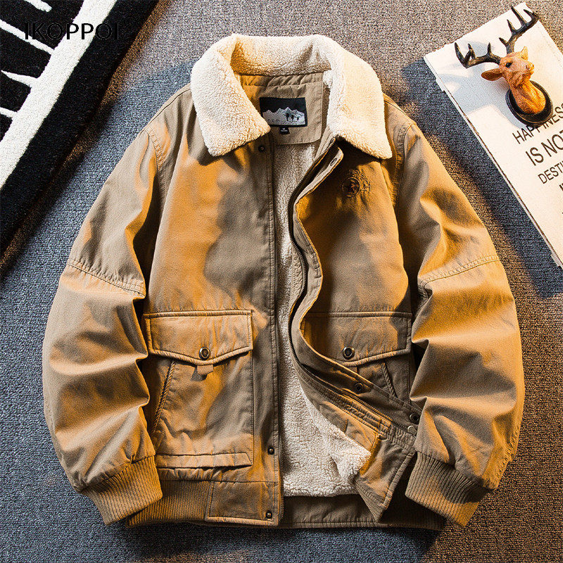 高端男士加绒加厚纯棉猎装夹克2025秋冬潮流男士工装棉衣冬装外套