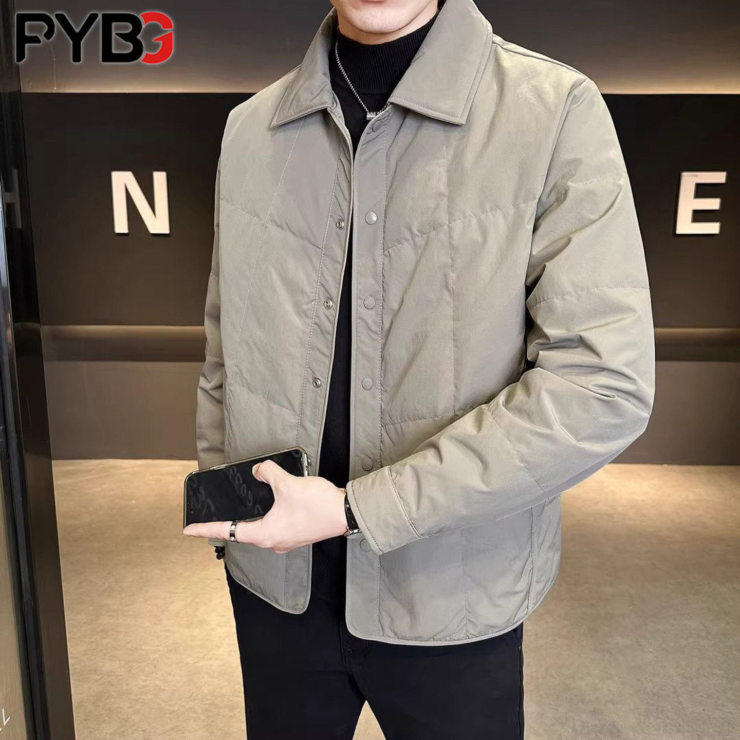 高端轻薄衬衫领羽绒服男士冬季2025新款爆款保暖冬装商务外套男款