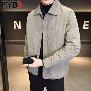 高端轻薄衬衫领羽绒服男士冬季2025新款爆款保暖冬装商务外套男款