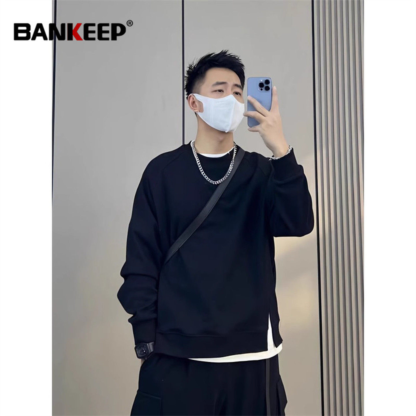 潮牌假两件卫衣男士长袖T恤2026新款秋冬季加绒加厚圆领宽松男款