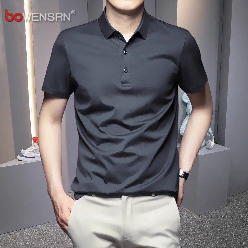 高端莫代尔polo衫男士短袖t恤夏季2026新款冰丝翻领长袖保罗男款