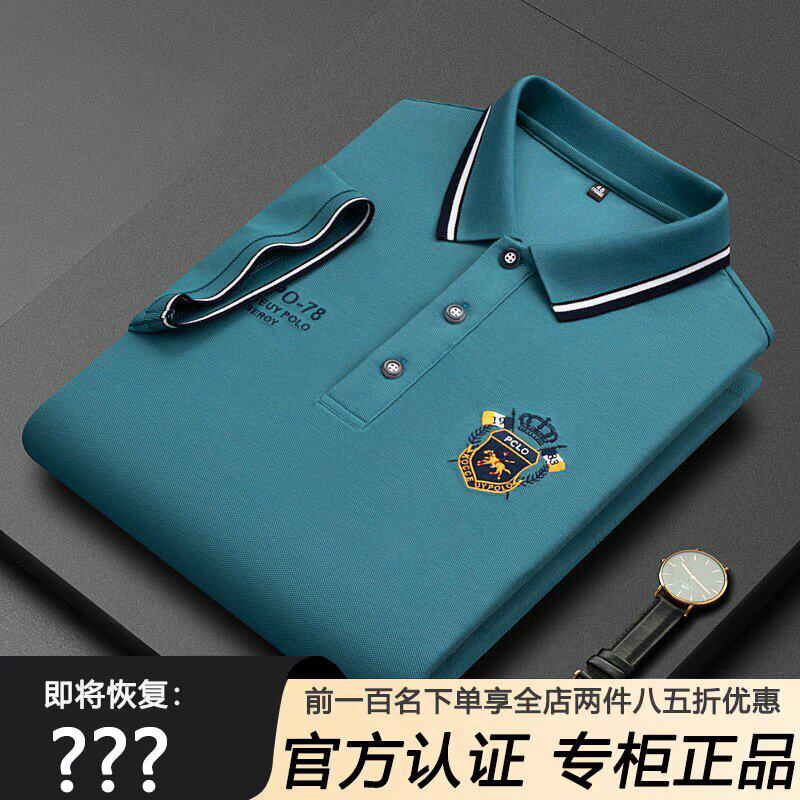轻奢高端丝光棉短袖t恤男夏季高级冰感翻领打底衫青中年大牌体恤