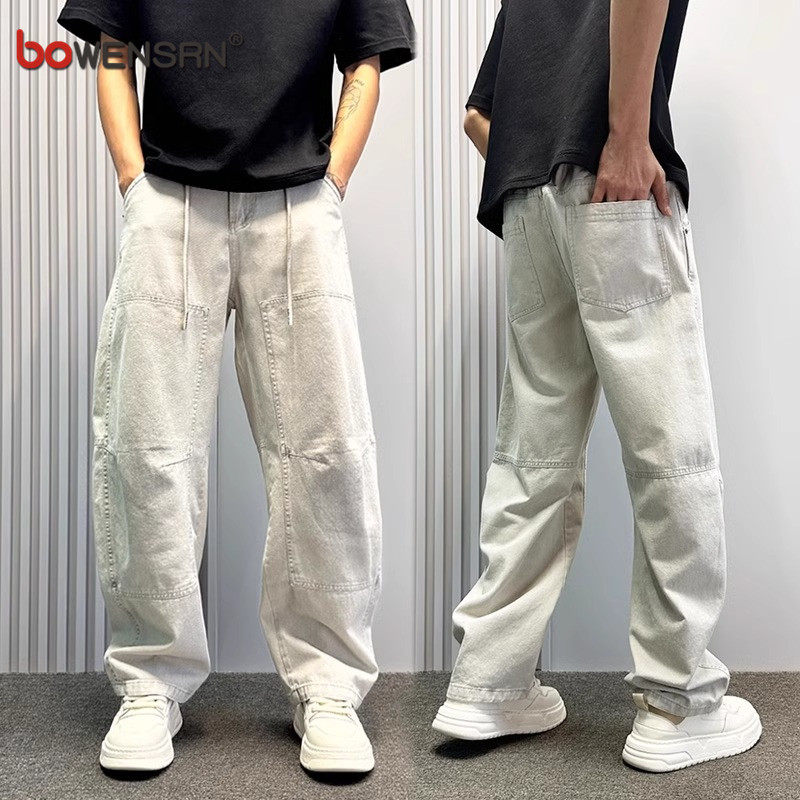 设计感弯刀牛仔裤男士2026新款夏季薄款男裤直筒阔腿休闲裤子男款