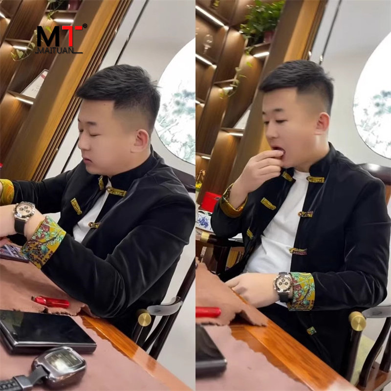 高端中国风唐装男士外套春秋冬季2026新款国潮新中式汉服男款棉衣