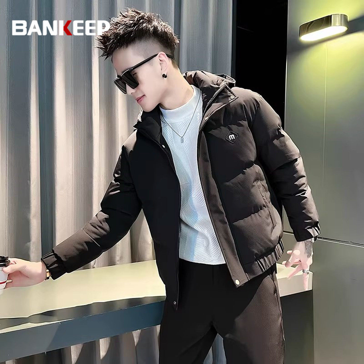 潮牌短款连帽棉服男士2026新款冬装爆款夹克男外套加厚棉袄子男款